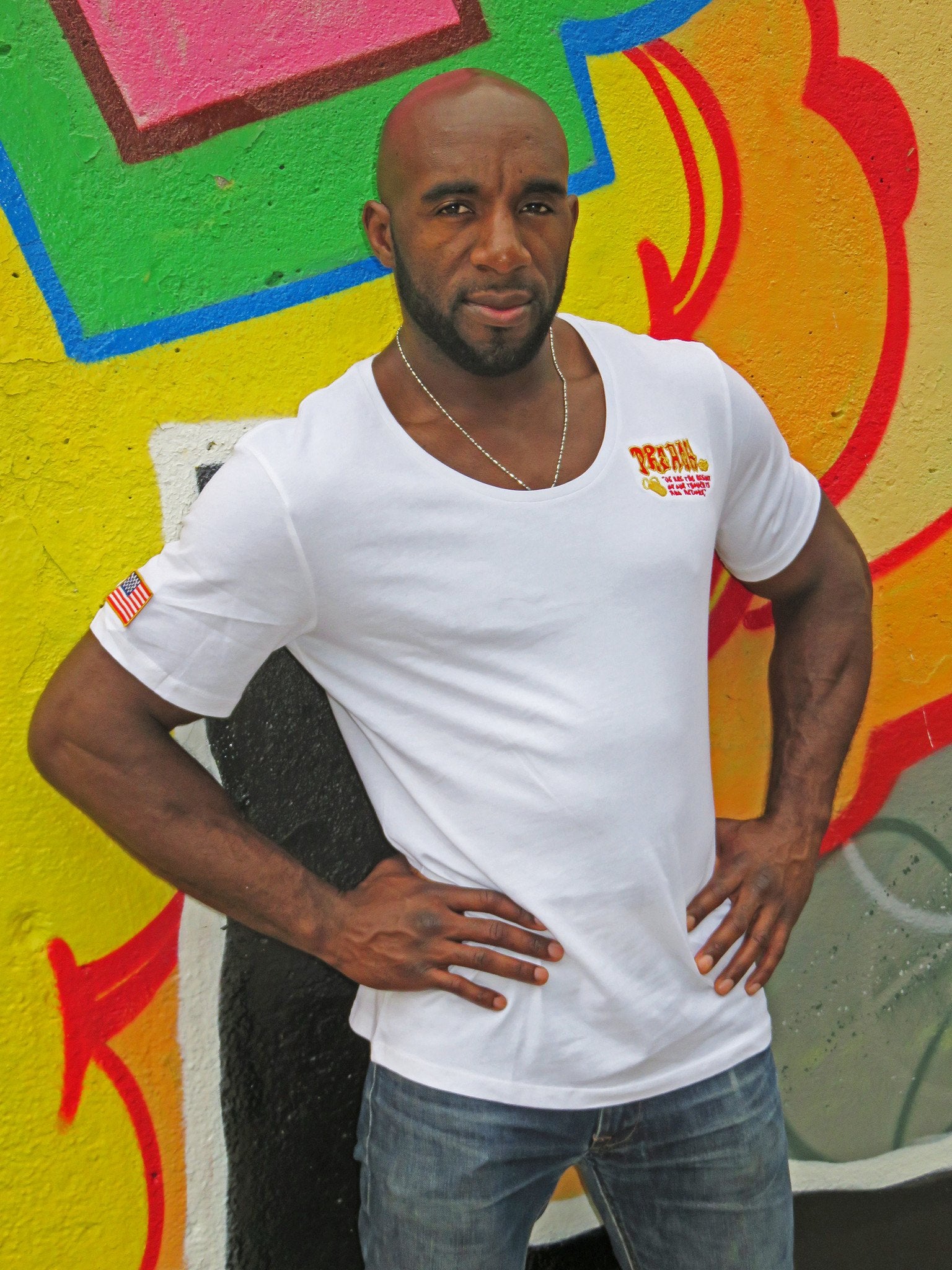 Graffiti Art Embroidered Wide Neck T-Shirt