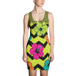 ME HIBISCUS PRINT STRETCH FITTED DRESS  - MORILLO ENTERPRISE 