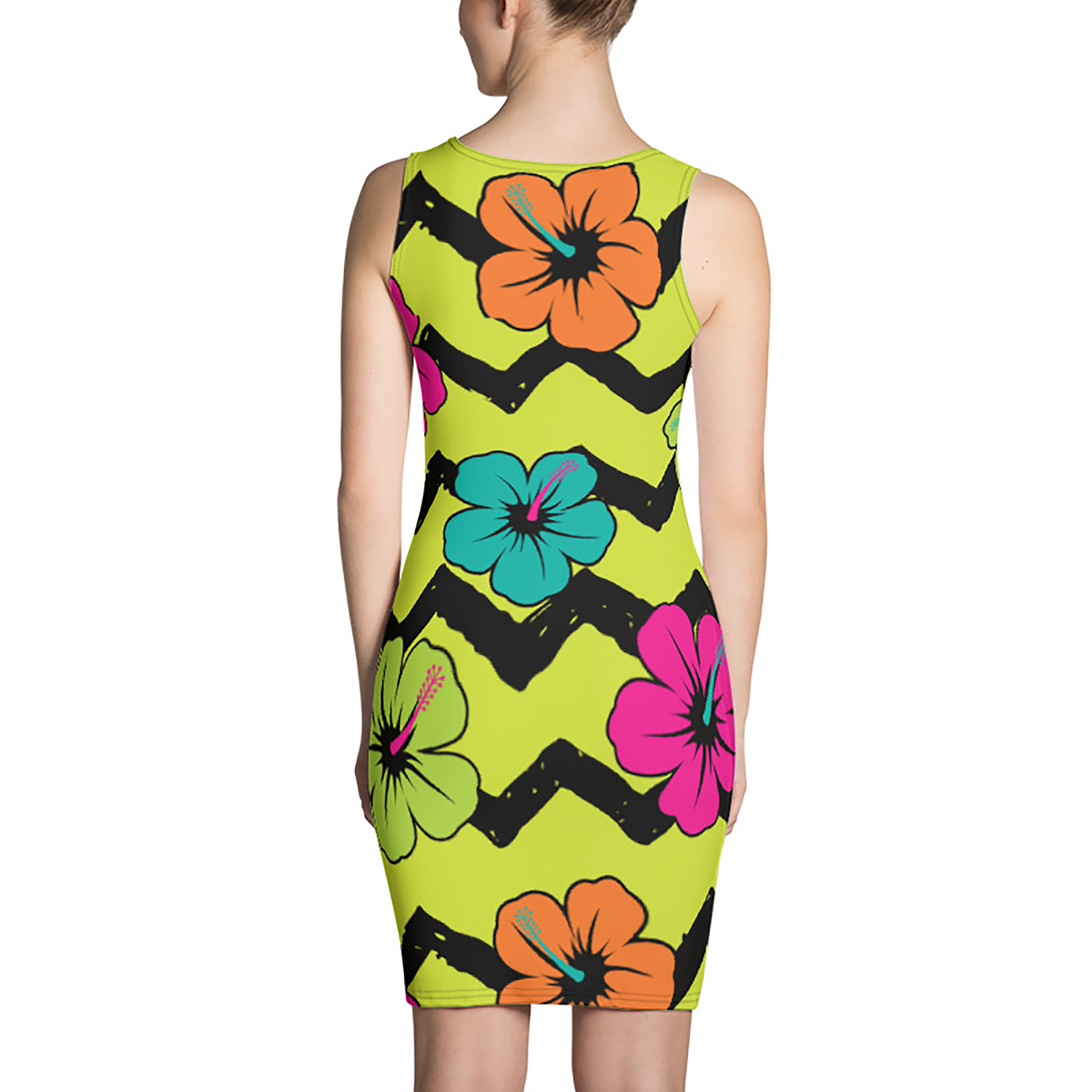 ME HIBISCUS PRINT STRETCH FITTED DRESS  - MORILLO ENTERPRISE 