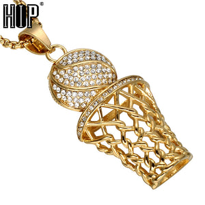 HIP Hop Iced Out Bling Full Rhinestone Men Basketball Pendants Necklaces Gold Stainless Steel Sports Necklace for Men Jewelry Trending products - August 2018 - MORILLO ENTERPRISE 