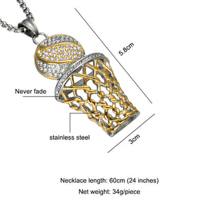 HIP Hop Iced Out Bling Full Rhinestone Men Basketball Pendants Necklaces Gold Stainless Steel Sports Necklace for Men Jewelry Trending products - August 2018 - MORILLO ENTERPRISE 